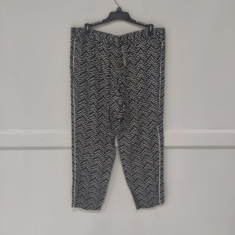NWT Splendid Women's Drawstring Pull On Black/White Joggers Size XL $140 5B024